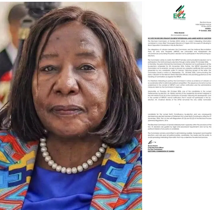 ECZ SETS THE RECORD STRAIGHT ON NRPUP WITHDRAWAL AND LUMEZI NORTH BY-ELECTION