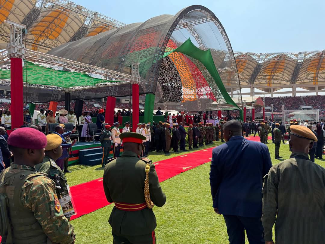 THE ANTI-DRONE MESH THAT WAS DEPLOYED OVER THE PRESIDENTIAL STAGE AT HEROES DURING THE INAUGURATION OF PRESIDENT HAKAINDE HICHILEMA