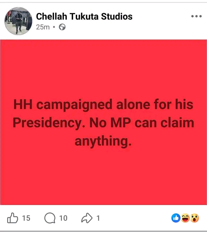 President Hakainde Hichilema Campaigned Alone? No MP Should Claim Anything—A Response to Chela Tukuta
